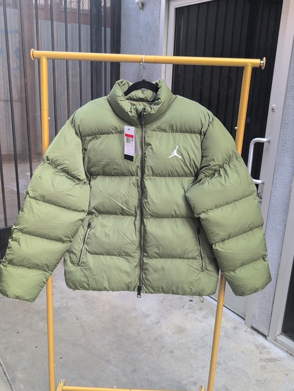 Men's Nike Jordan Olive Green Puffer Jacket Size Large